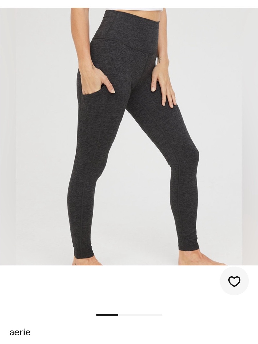 aerie Womens Dark Charcoal High-Waist Leggings with Side Pocket